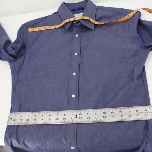 Teddy Stratford Shirt Mens 2 Blue Button Up Hidden Zipper Long Sleeve Preppy - Picture 12 of 12